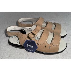 NEW Propet Women's Brown Hook & Loop Leather Ortholite Sandals Size 10 X 2E Wide